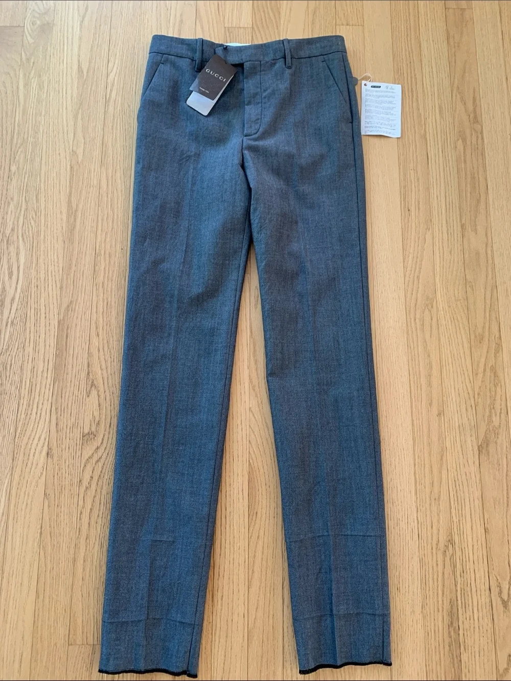 Gucci Men’s Wool Mohair Blend Straight Leg Dress Pants Two Tone Grey Melange 38
